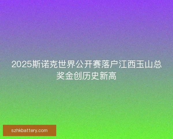 2025斯诺克世界公开赛落户江西玉山总奖金创历史新高